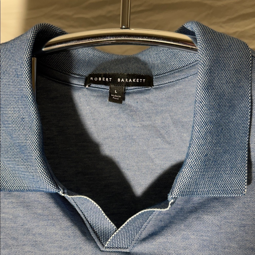 Robert Barakett Men's Heathered Sky Blue Notch-Collar Polo - Picture 2 of 5